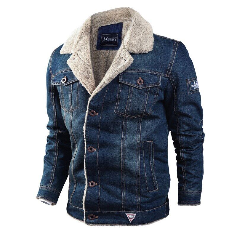 Shop Denim Jacket Men Fur Collar online 