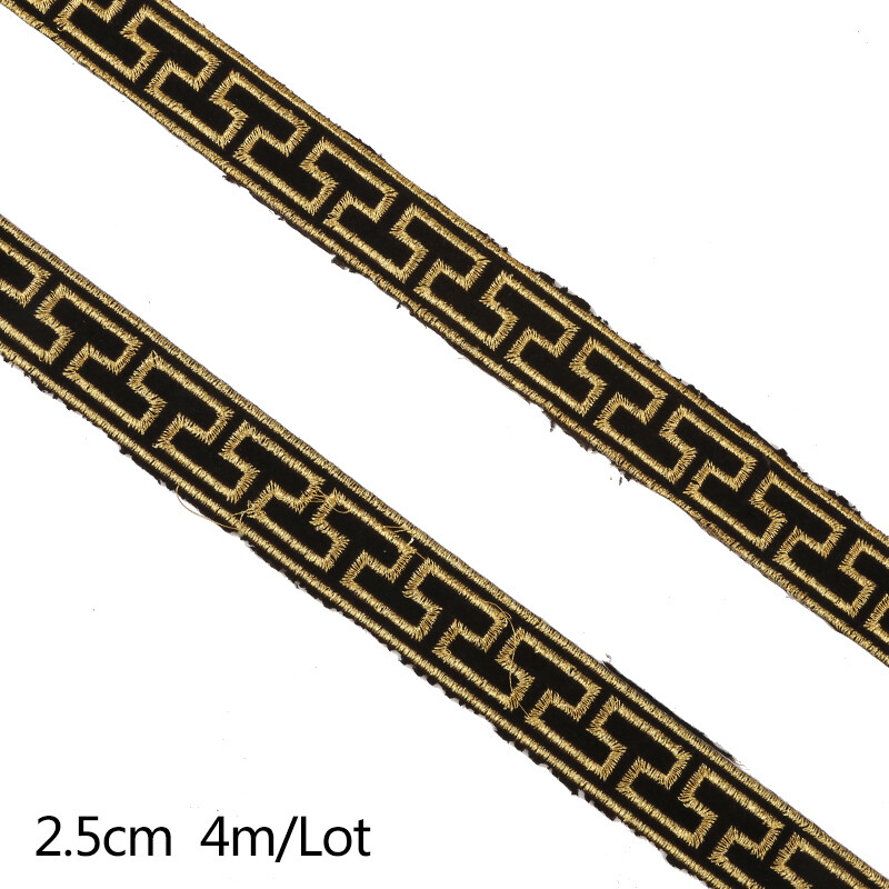 4 Meters/Bag Width 2/2.5/3/5cm Gold Silver Ethnic Embroid Lace Trim Jacquard Ribbon for Garment Accessories DIY Craft Making