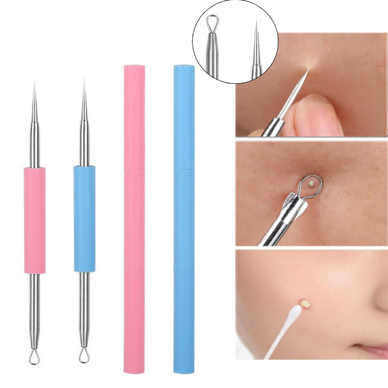 Professional Silicone Acne Blackhead Extractor Remover Double Head Acne Needles