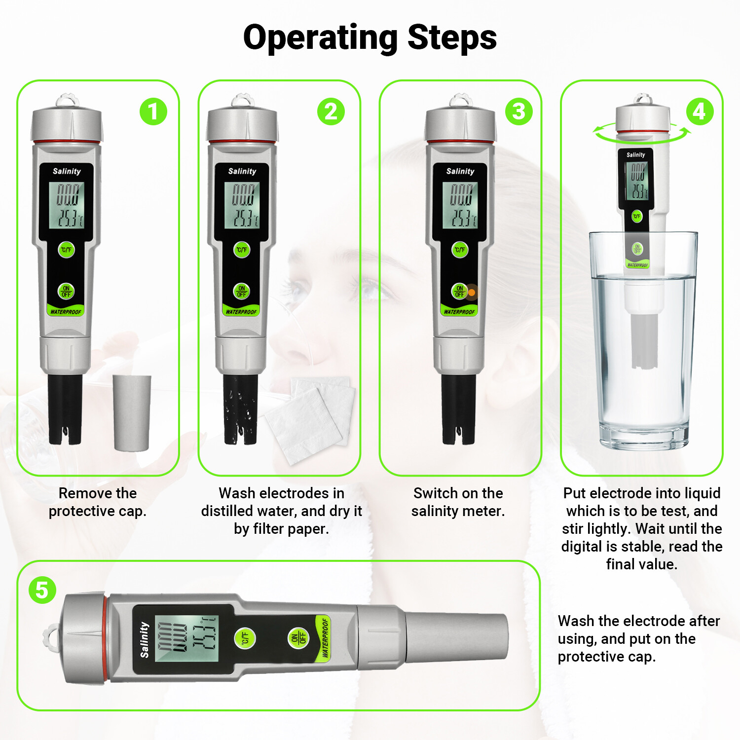 Bút Kiểm Tra Độ Mặn Và Nhiệt Độ Chống Nước Salinometer, Bút Đo Độ Mặn Và Nhiệt Độ 2 Trong 1, Máy Đo Độ MặN Cầm Tay, Loại Bút Đo Độ MặN 0 ~ 199,9ppt, Phạm Vi-50 ~ 70 ℃, Máy Đo Nhiệt Độ, Đồ Uống Chuyển Đổi, Có Giá Trị Muối và Đồng Hồ Đo Nhiệt Độ
