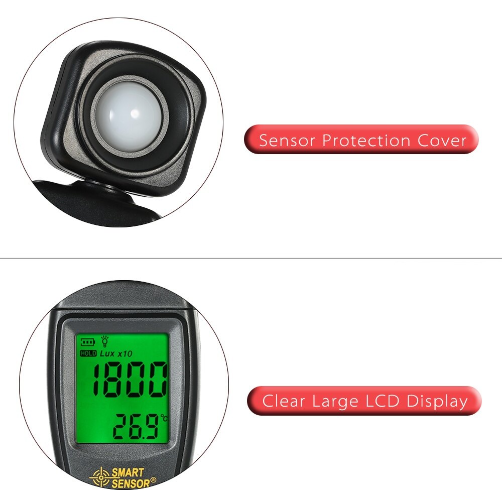 Máy Đo Lux Kỹ Thuật Số Mini KKmoon, Màn Hình LCD Cầm Tay Illuminometer Luminometer Quang Kế Đồng Hồ Đo Ánh Sáng Luxmeter 0-200000 Lux