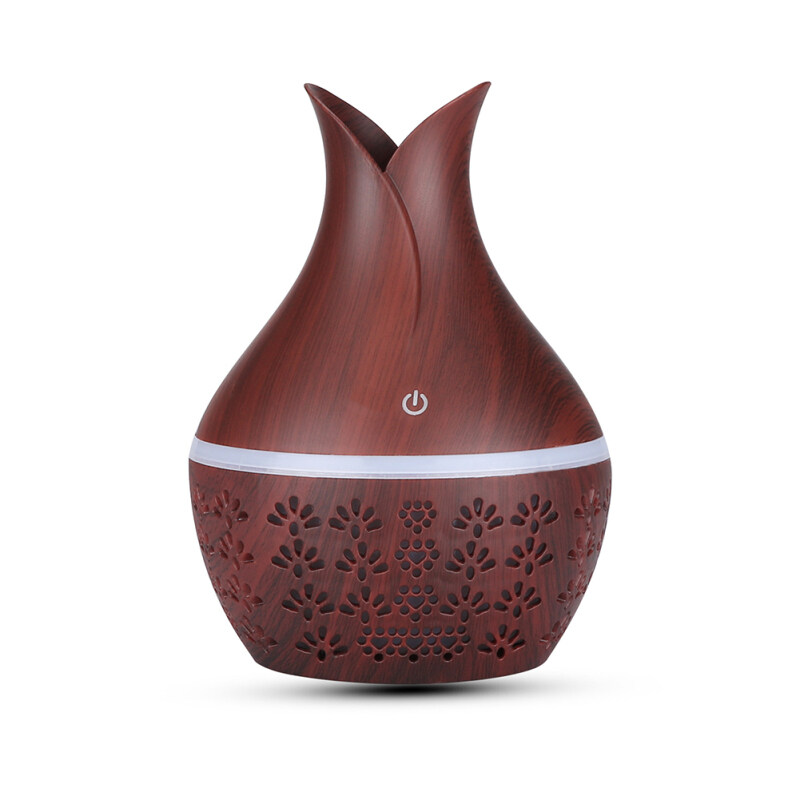 300ml Hollow Wood Grain Ultrasonic Aroma Essential Oil Diffuser Humidifier Singapore