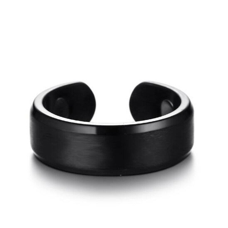 【ZNBY】Glossy Silver Magnetic Health Ring Magnet Open Ring - 1 Piece