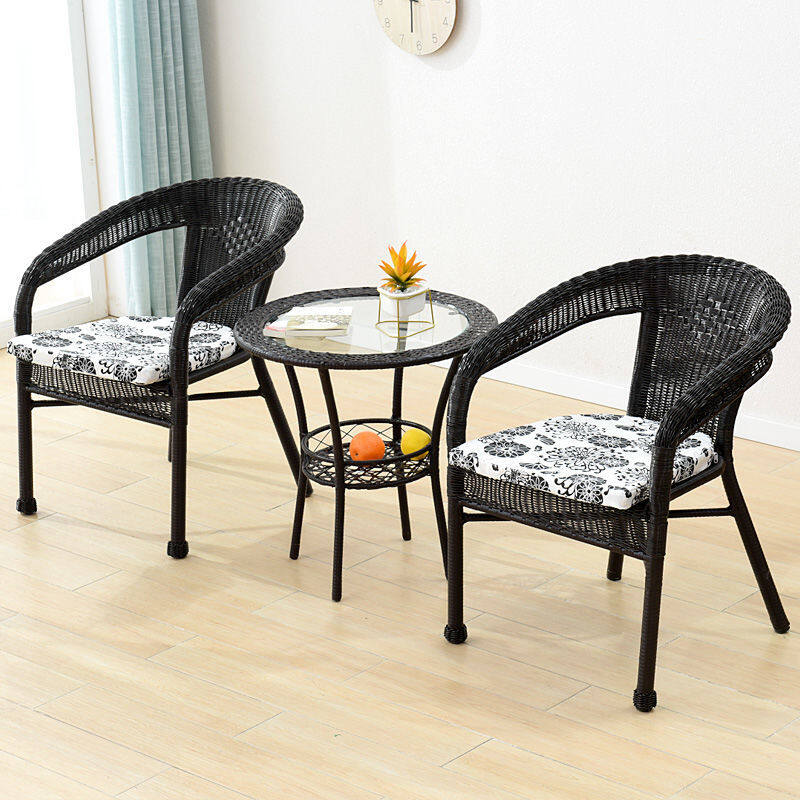 Rattan chair three-piece set leisure home balcony small table and chair ...