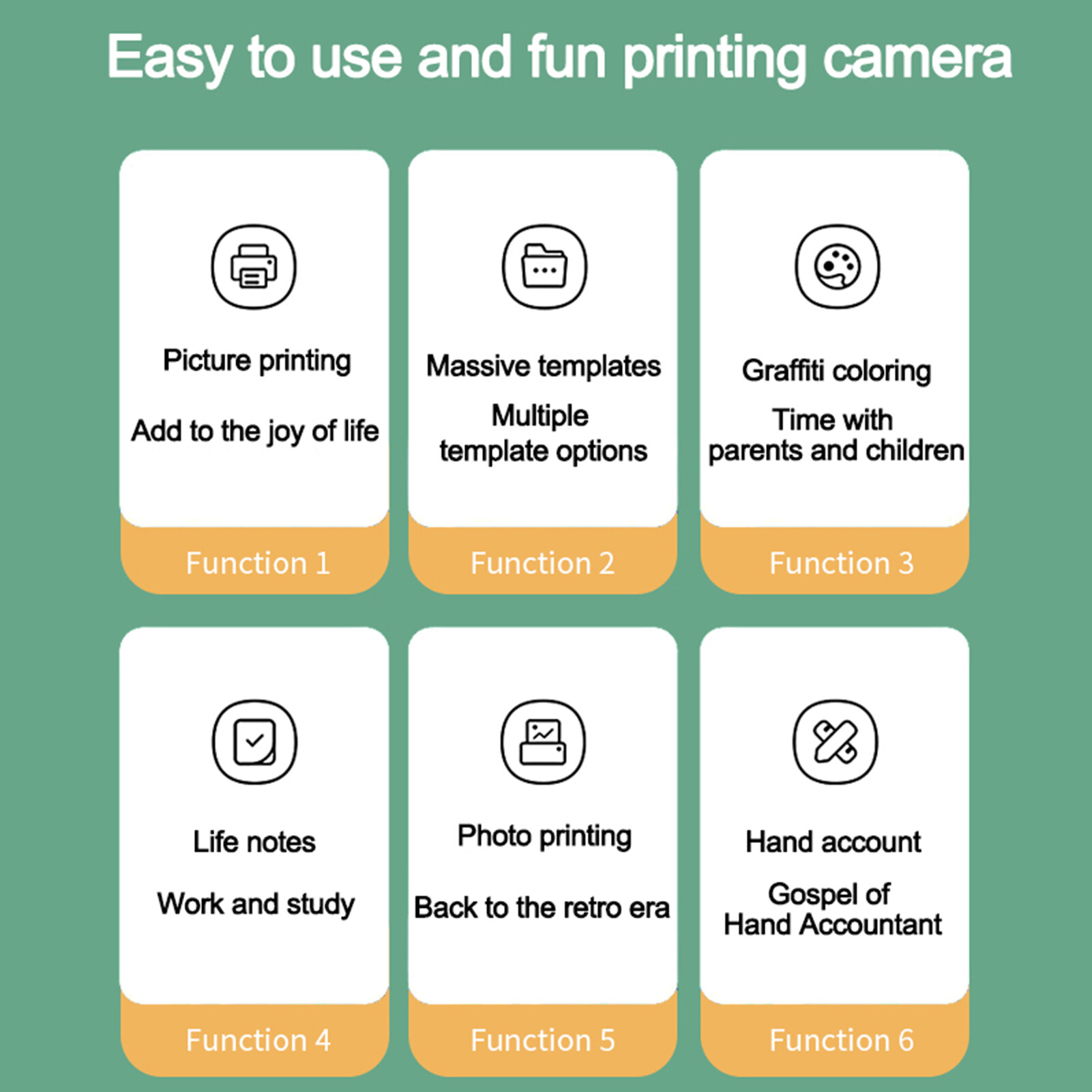 keykits- Mini Pocket Printer Camera Instant Print Portable Thermal Printing Machine Wireless BT Connection for Picture Label DIY Handcraft List Meno Notes Journal Receipt Paper Sticker Compatible with Android iOS