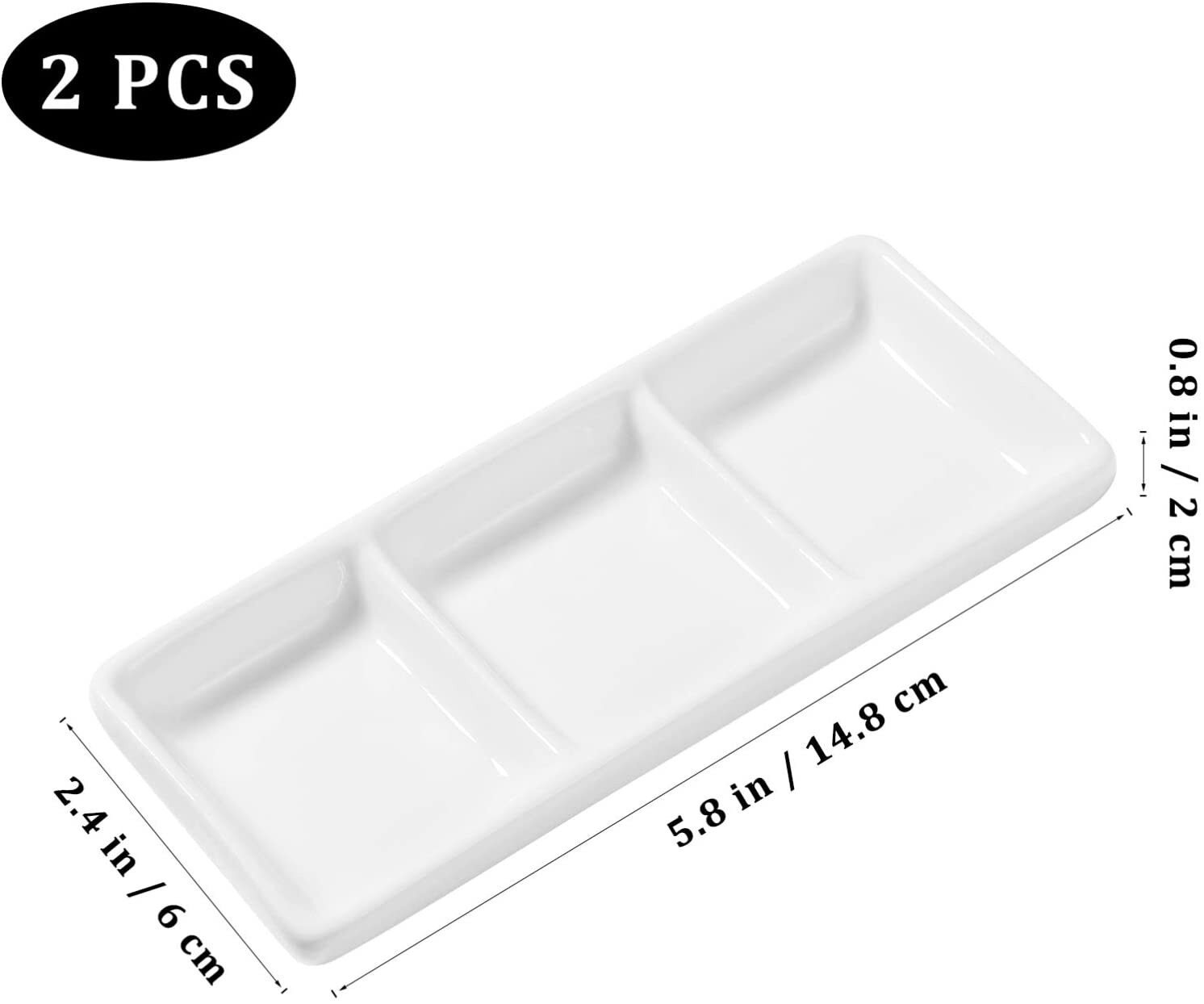 DAFIFY 3 Compartment Ceramic Appetizer Sauce Dishes Serving Tray Porcelain Tableware Microwave Safe