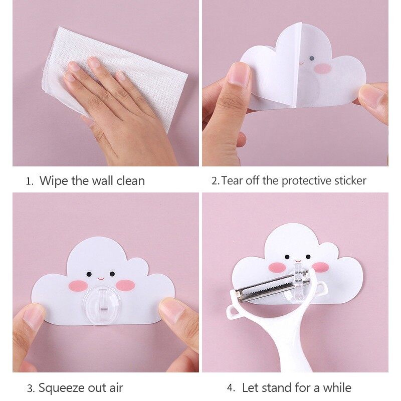 Houseeker schnappy 3pcs Cloud Shape Wall Hooks Hanger Self Adhesive Hooks Kitchen Bathroom Accessories