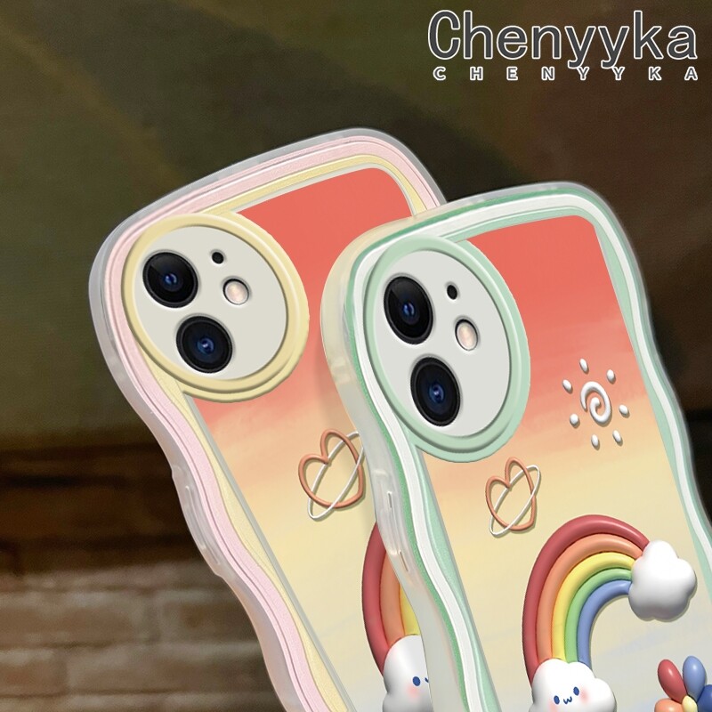 chenyyka Casing For Realme 8 Realme 8 Pro Case Cartoon Sun Rainbow Flowers Pattern Wave Border Soft Clear Shockproof Phone Cases Creative Camera Transparent Casing Silica Gel Protective Cover