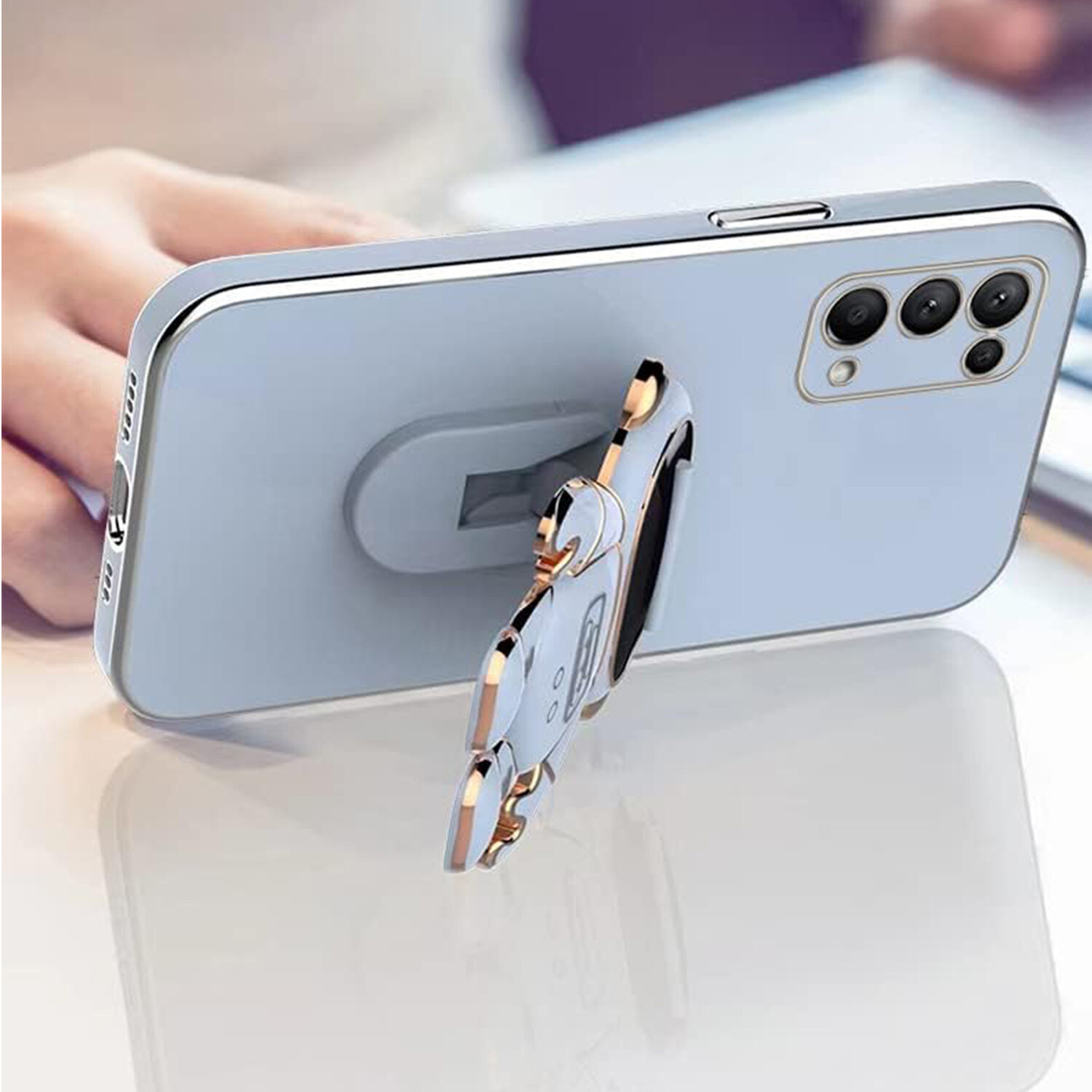 Tương Thích Với Galaxy Lưu Ý 20 Siêu Trường Hợp Dễ Thương Mạ 3D Phi Hành Gia Hidden Chân Đế Chủ Trường Hợp Ốp viền mềm bằng nhựa TPU Mạ Điện Chống Sốc Bảo Vệ Bìa Ốp điện thoại cho Samsung Galaxy Lưu Ý 20