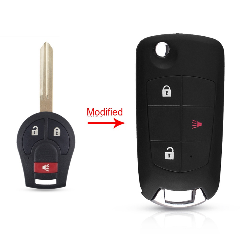 Zr for 2/3/4 button modified flip remote blank case folding car key shell for nissan sunny sentra versa tiida with nsn14 blade