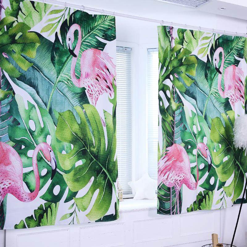 130X180 Cm, 100X130 Cm, 80X100 CM 1 PC Gorden Blackout Daun Tropis Flamingo Tinggi Shading Tirai Tirai Jendela untuk Musim Panas Dekorasi Rumah Kantor