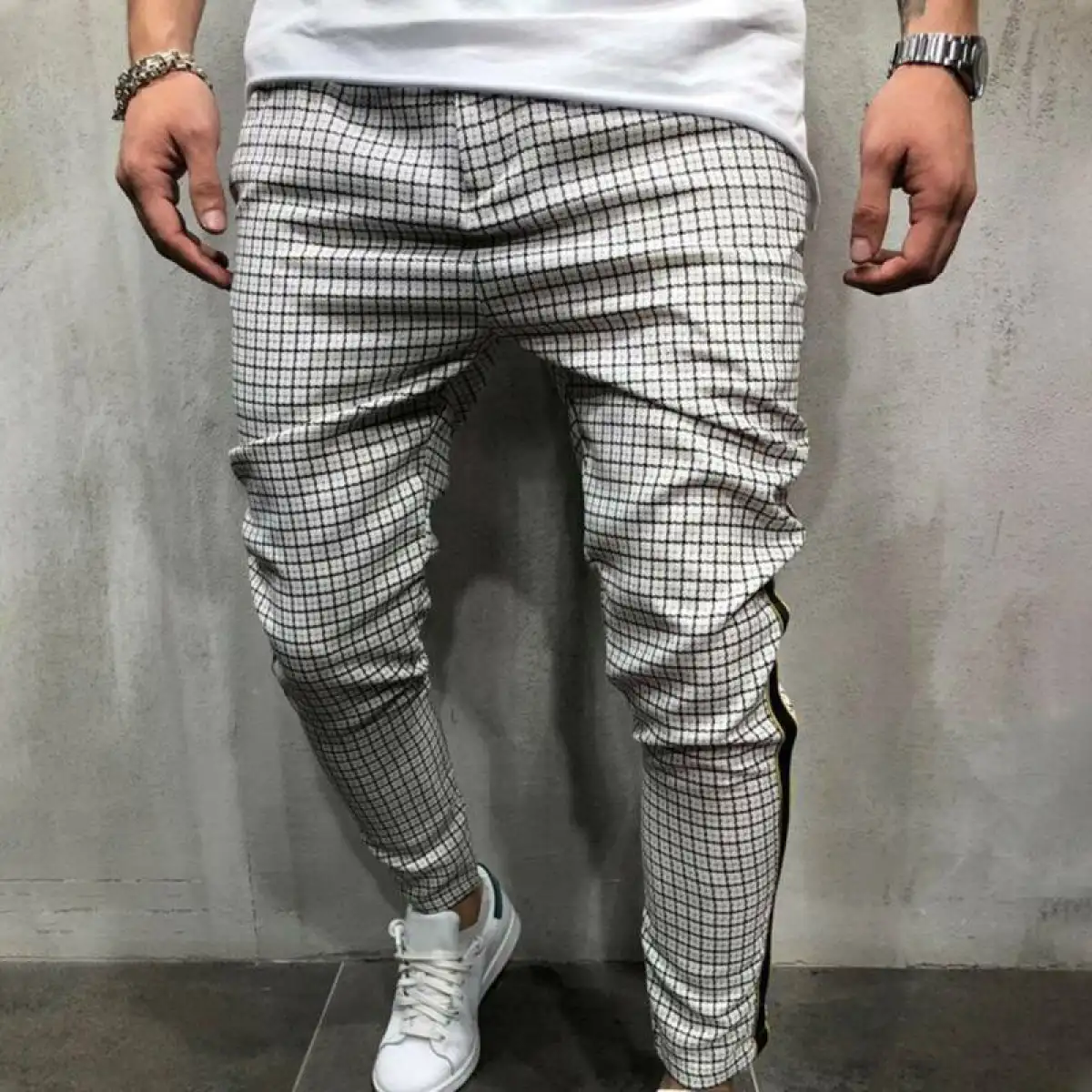 skinny check joggers