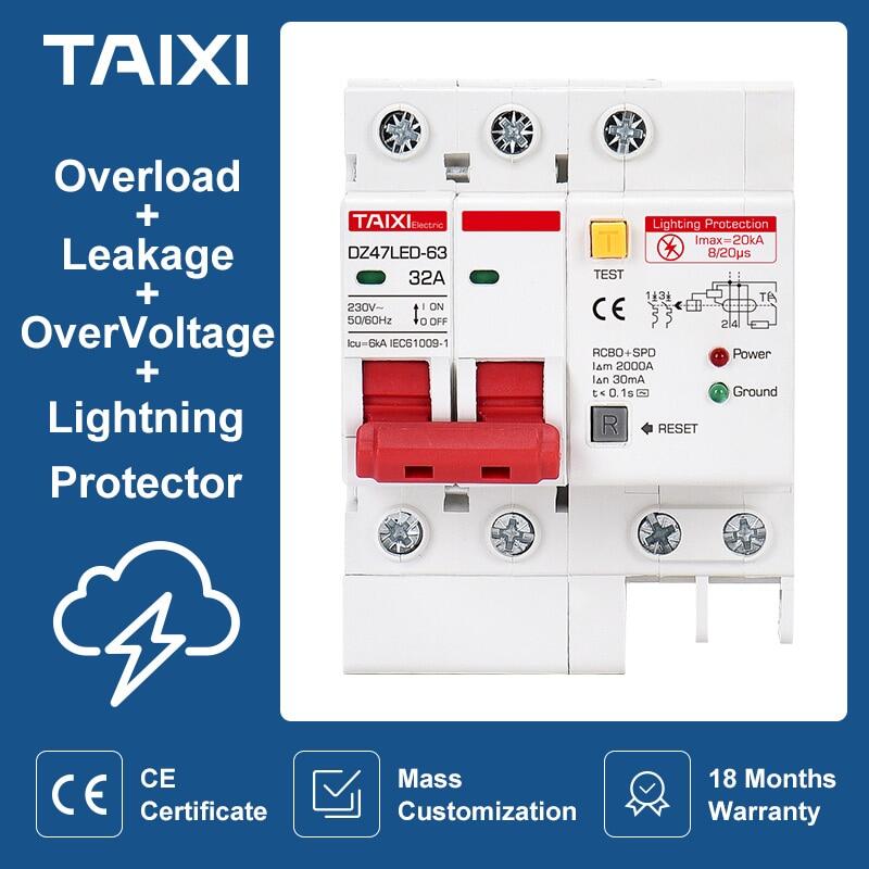 SPD Residual Current Circuit Breaker With Overload Overvoltage RCBO RCCB With Lightning Protection MCB Leakage Surge Protector
