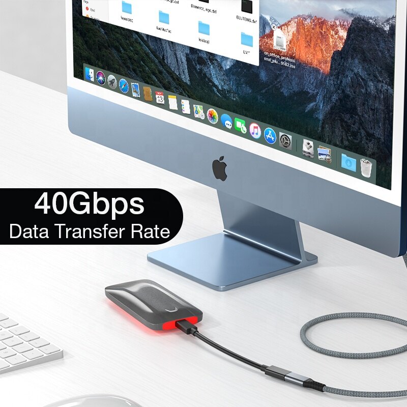 Ecily Thunderbolt 4 USB C Cáp nối usb4 mở rộng 40gbps Cáp dữ liệu 8K 60Hz PD 5A/100W Type-C dây Cáp truyền dữ liệu cho MacBook Pro