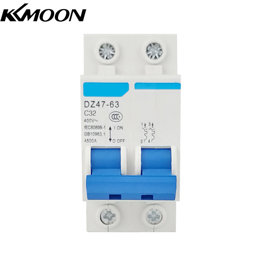 KKmoon Miniature Residual Current Circuit Breaker 2 Poles 400V Household Electric Leakage Protector DIN Rail Installation
