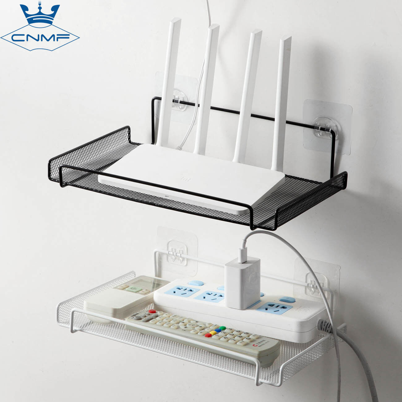 CNMF Wall-Mounted Punch-Free Load-Bearing Fall-Proof Hollow Design Router Holder
