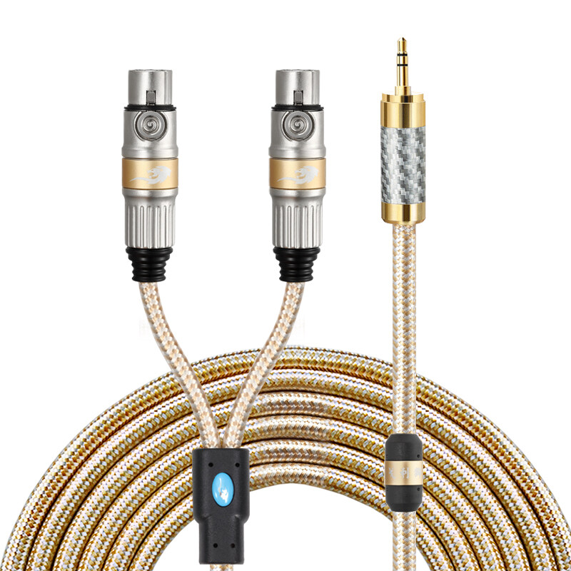 GOLLEY LION Audio Cable Mini Jack 3.5mm to Dual XLR 3 Pin Female for Mixer Console Amp Headphone