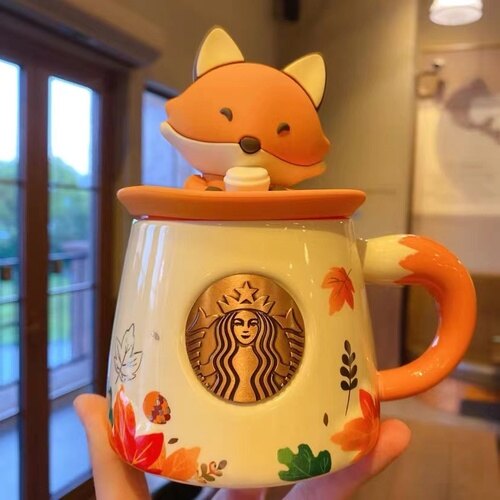 Starbuck 2021 Mid-Autumn Festival Cup Autumn Maple Leaf Forest Autumn Rabbit Cute Fox Squirrel Acorn Ceramic Mark Mug