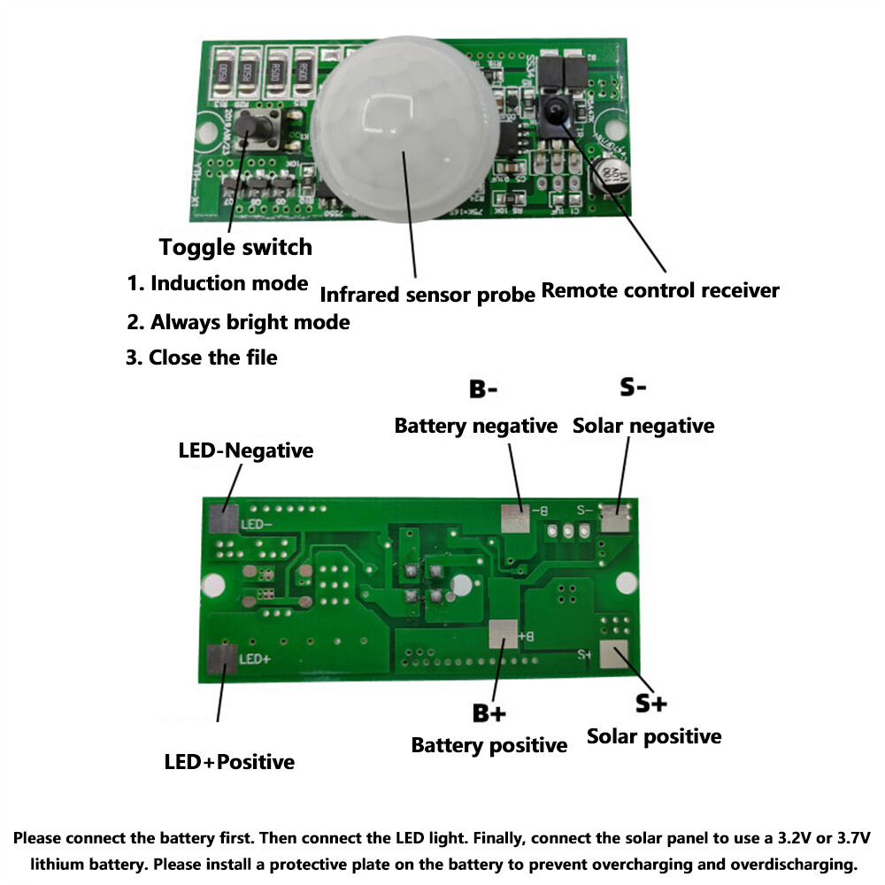 Original Aideepen Remote Control + Human Body Induction Solar Light Circuit Board 3.2V3.7V Solar Integrated Street Light Control Board