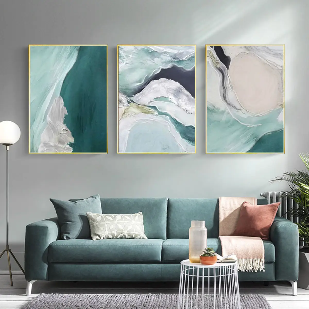 3 Panel Living Room Bedroom Posters And Prints Wall Poster Decor Watercolor Abstract Oil Painting Texture Green Canvas Art Paintings Lazada