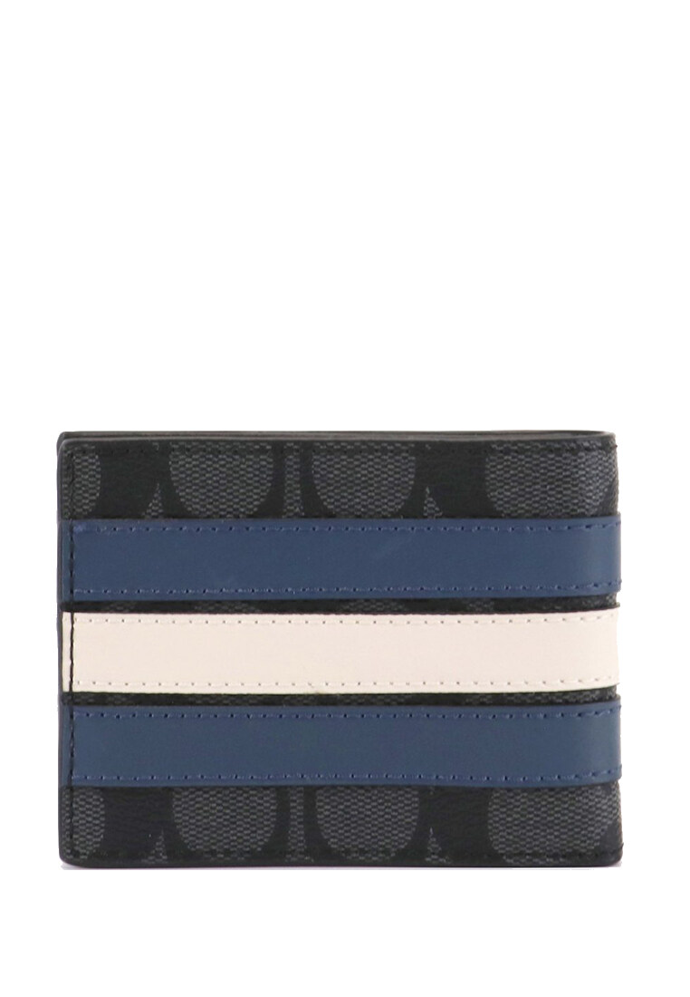 slim billfold wallet in signature canvas with varsity stripe