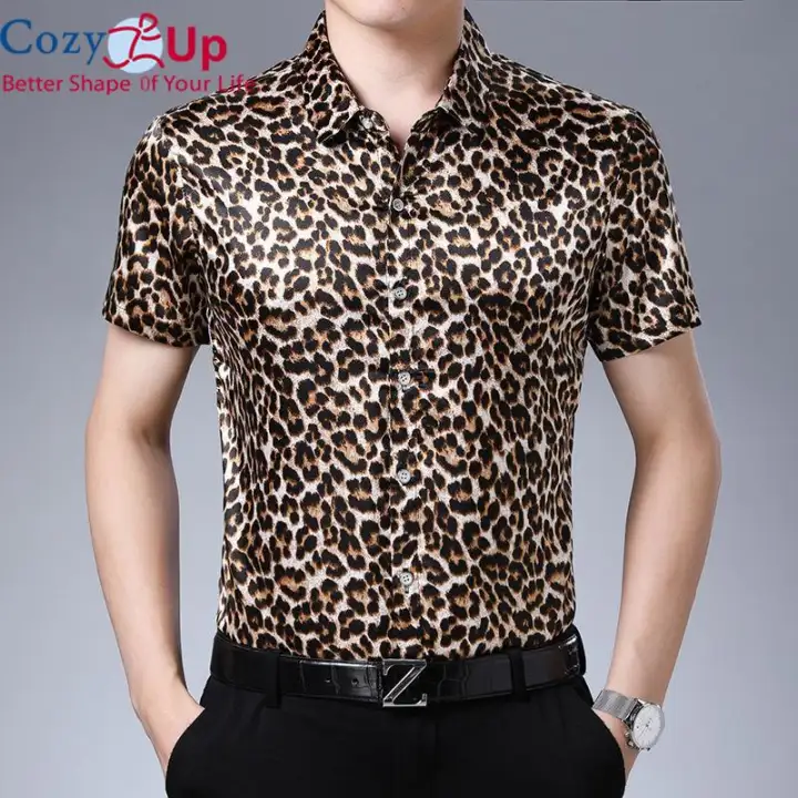 mens cheetah button up shirt