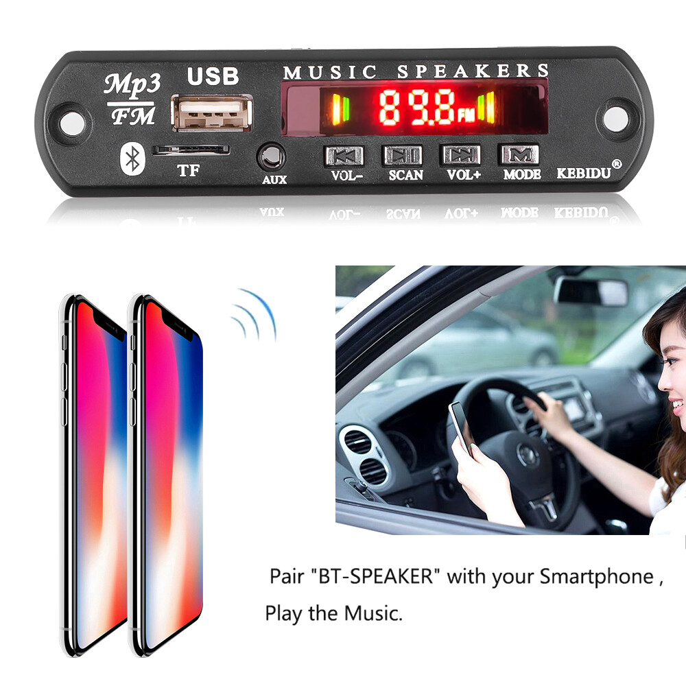 Bluetooth 5.0 MP3 Decoder USB MP3 Player Decoding Board Module 5V 12V Support WMA WAV TF Card USB FM For Car