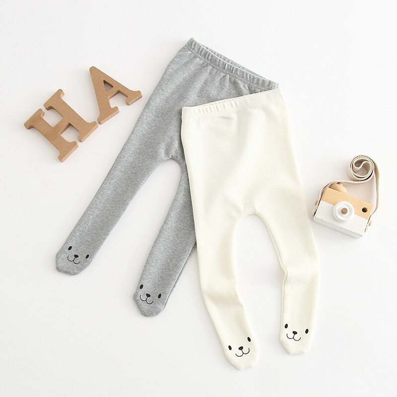0-24M Bé Gái Quần Áo Set 100% Cotton Pantyhose Quần Dài Gấu Đáng Yêu Phiên Bản Hàn Quốc Quần Bó Sát