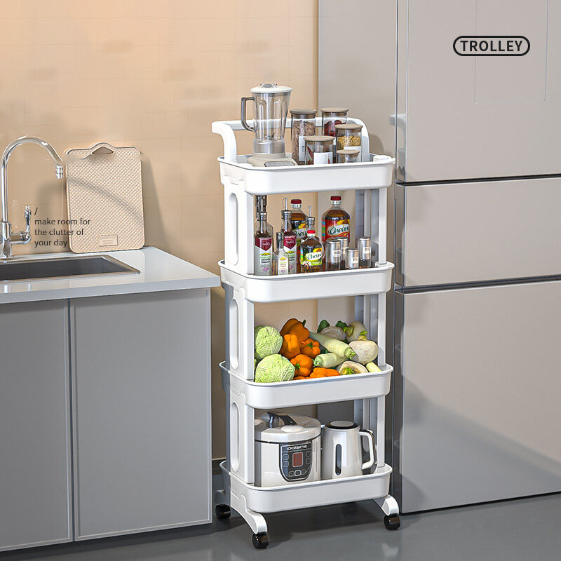 YONUO Trolley rotating rack kitchen bathroom mobile snacks bathroom multi-storey bedroom bedside storage storage rack