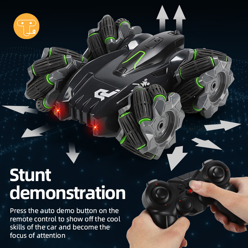 Monkey Fun New Remote Control Car 4WD Lateral Drift Stunt Vehicle Double-sided Rotating Light Cross-country Climbing Children's Toy Vehicle