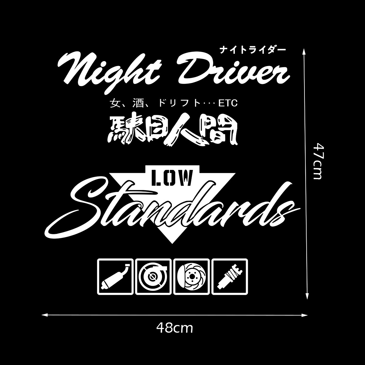 JDM reflective car stickers waterproof scratch decals rear windshield JDM decorative stickers