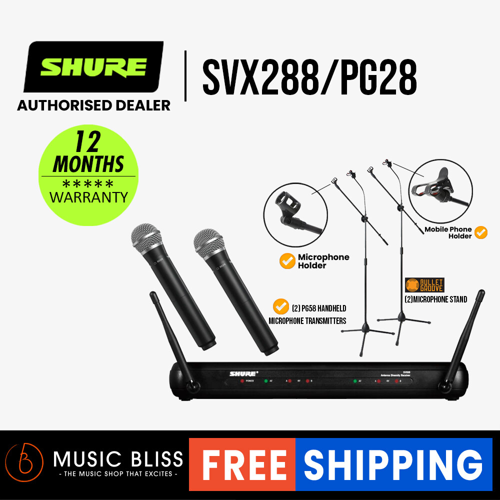 Shure SVX288/PG58 Dual Vocal Wireless System, SVX88 Dual Diversity