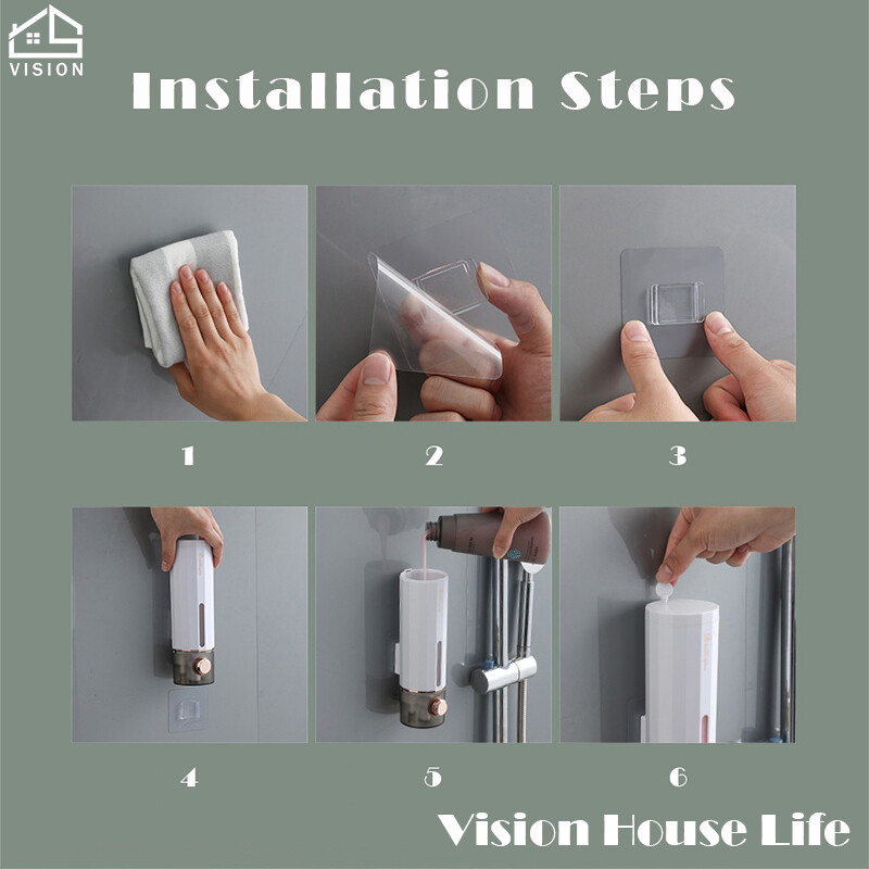 Vision Nordic Press Type Soap Dispenser Wall-mounted Liquid Container Multi-Purpose Bathroom Liquid Shampoo Dispenser Toilet Lotion Liquid Pump