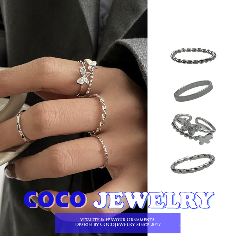 COCOJEWELRY Korean Super Fairy Butterfly Ring Female Ins All-match Niche Design Sense Opening Adjustable Ring