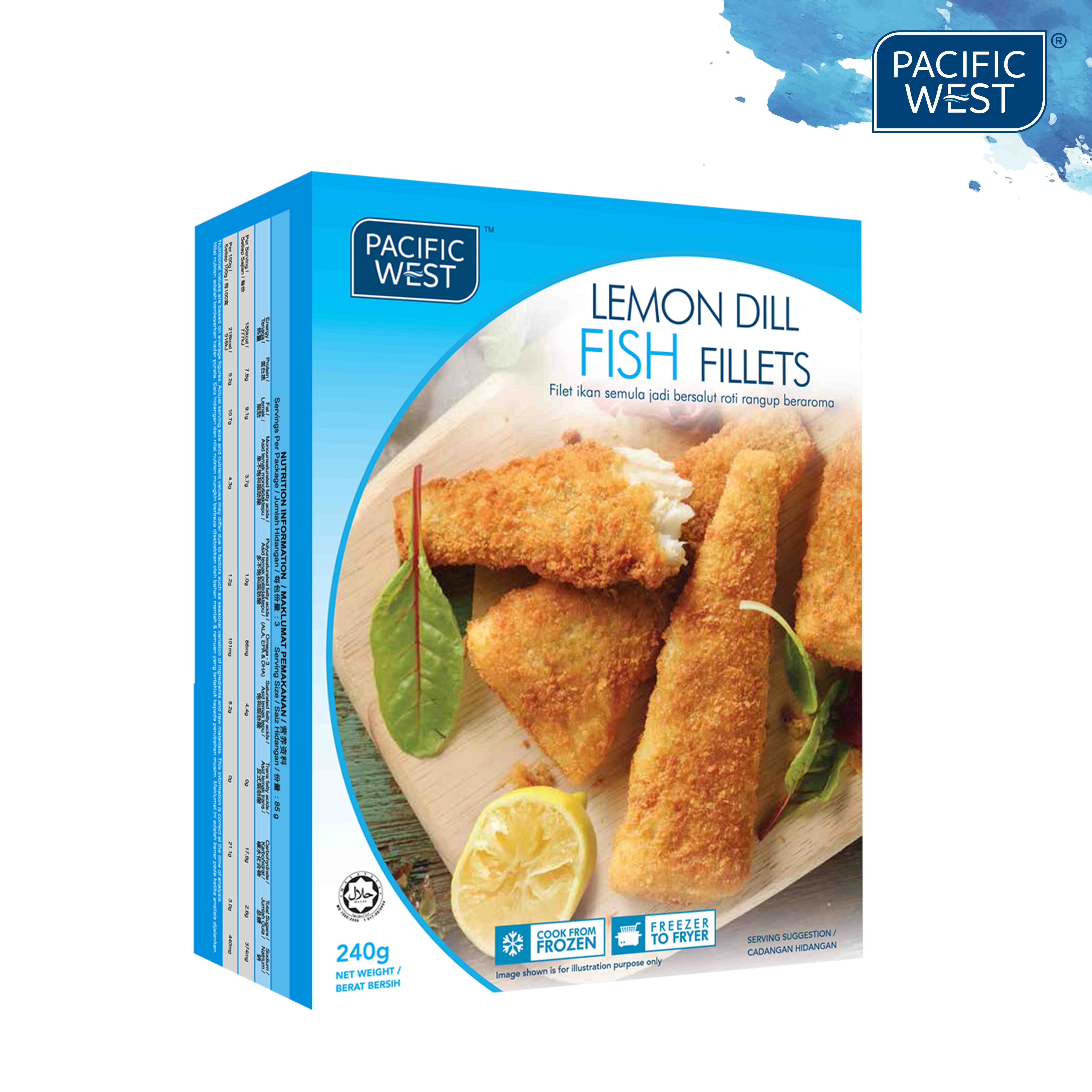 PACIFIC WEST LEMON DILL FISH FILLETS (240g) VALUE ADDED FROZEN