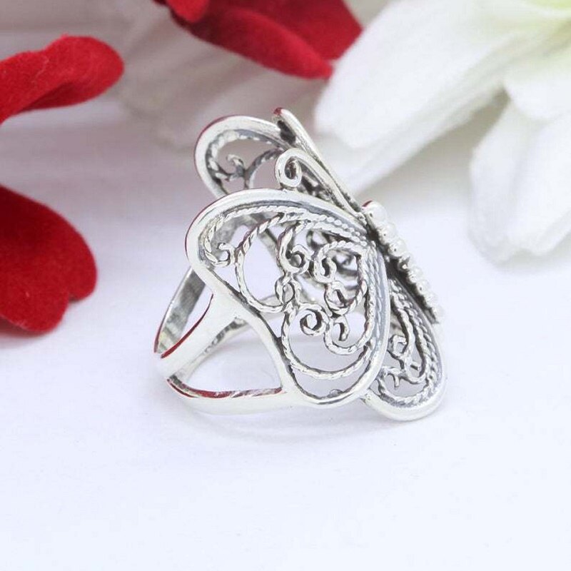 Nhẫn Bướm rắn 925 Bạc thật tinh khiết Đồ Nư Nhẫn Bướm Nhẫn cưới Bướm trang sức