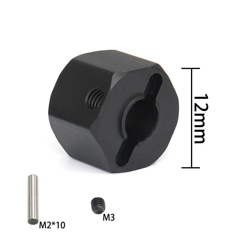4 Roues Hexagonales 12 Mm Pour Voitures RC 1/10 - Compatible SCX10, Traxxas TRX4, MST - Métal, Vis Incluses