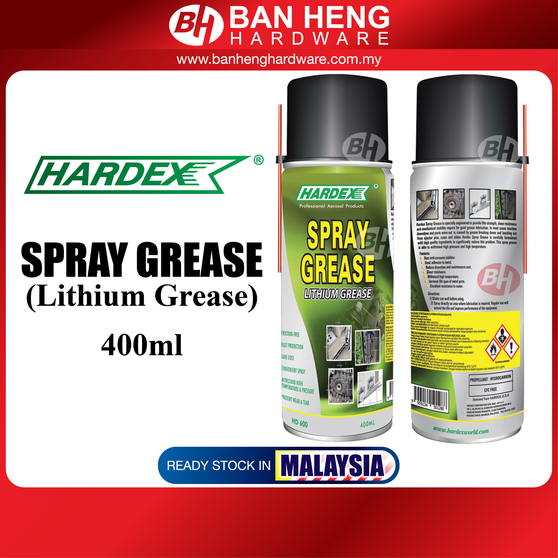 HARDEX HD600 400ML SPRAY GREASE Lazada