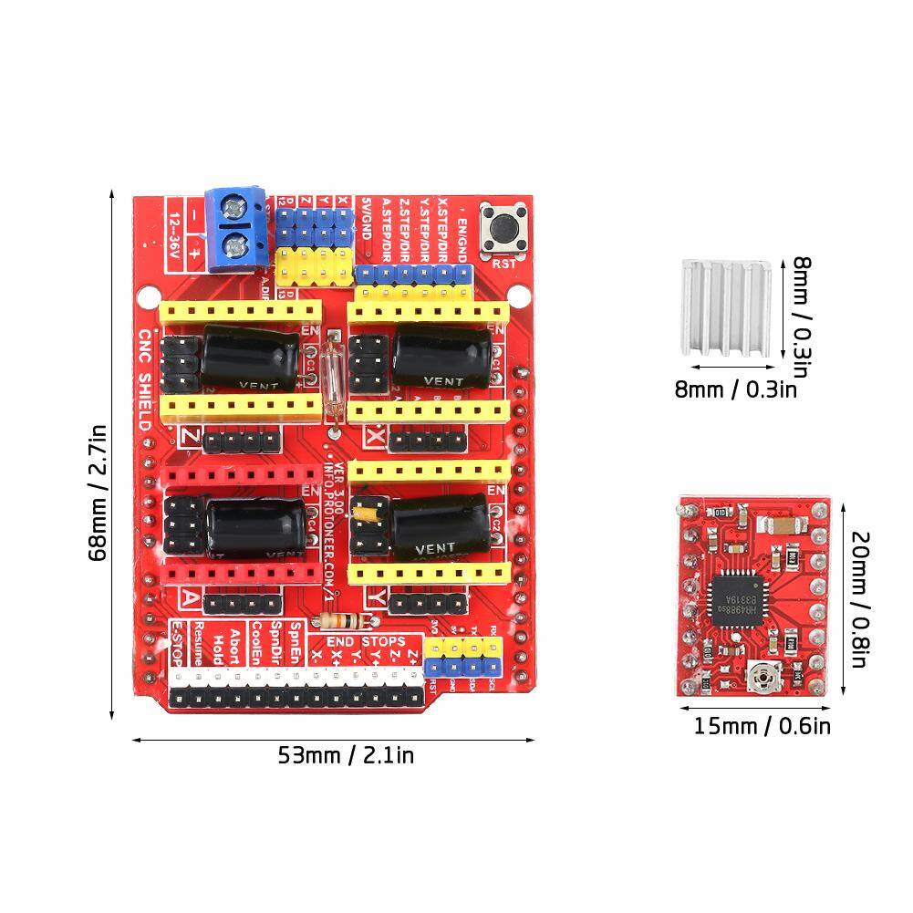 1pc 3D Printer CNC Shield V3 Engraver Expansion Board + 4pcs A4988 Driver Module