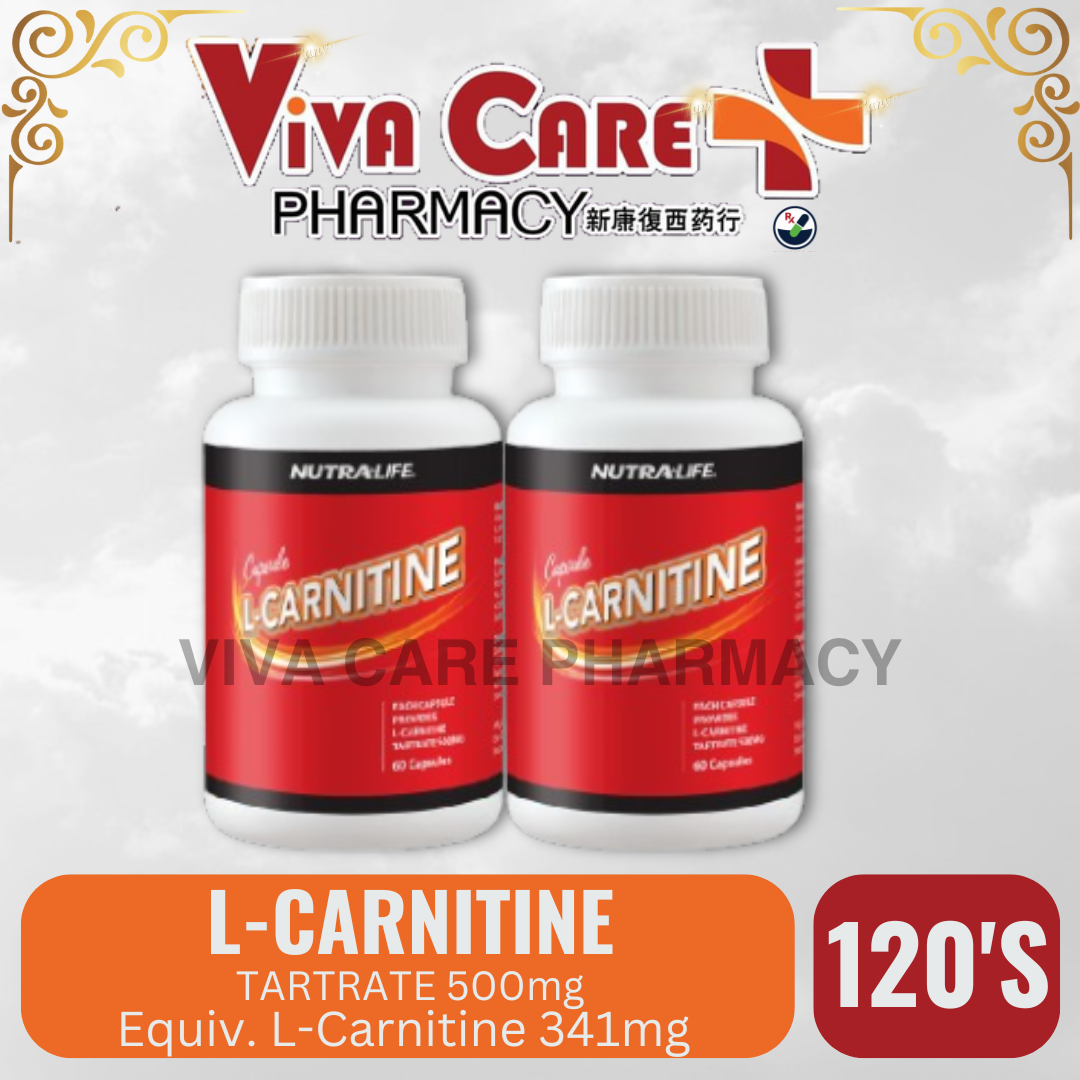 Nutra-Life L-Carnitine 500mg 2x60 Capsules for Slimming, Fat Mobilising &  Burning