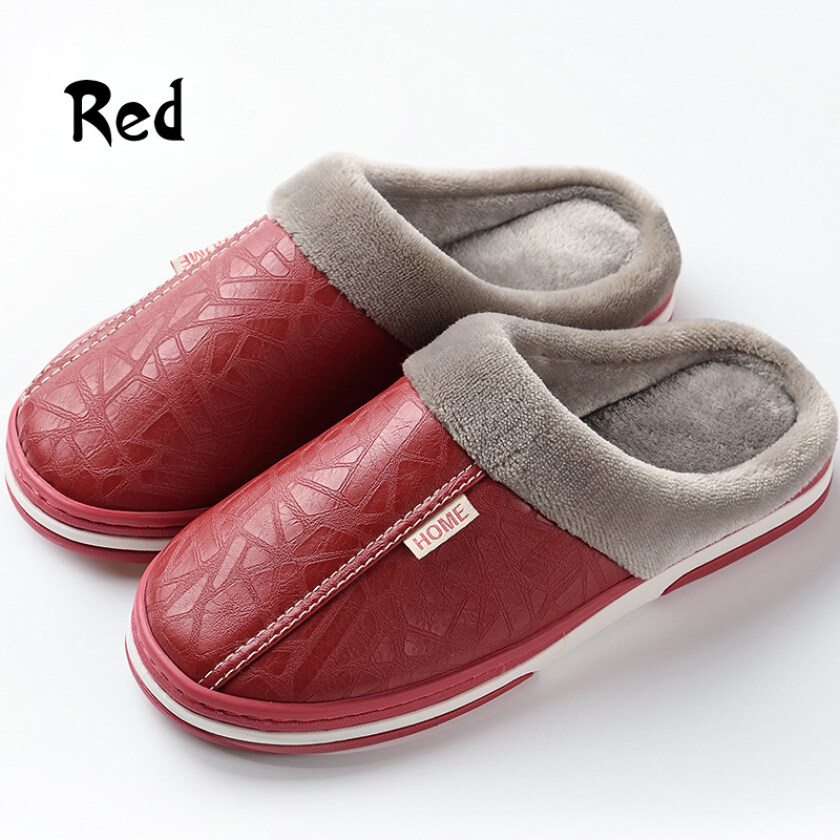 Có Được 1 Pair Non-Slip Chất Liệu Da PU Dày Có Đế Dép Đôi Đi Trong Nhà Dép Ấm Nhung Sang Trọng Dép Đi Trong Nhà Nam Nữ Kích Thước Lớn Không Thấm Nước giá rẻ
