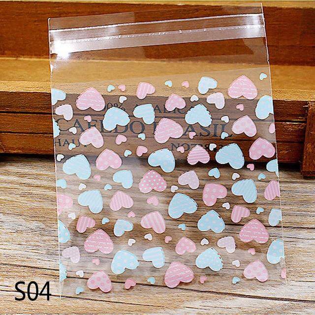 Love Heart Self Adhesive Cookie Bag Plastic Cellophane Candy Gift Bag lin