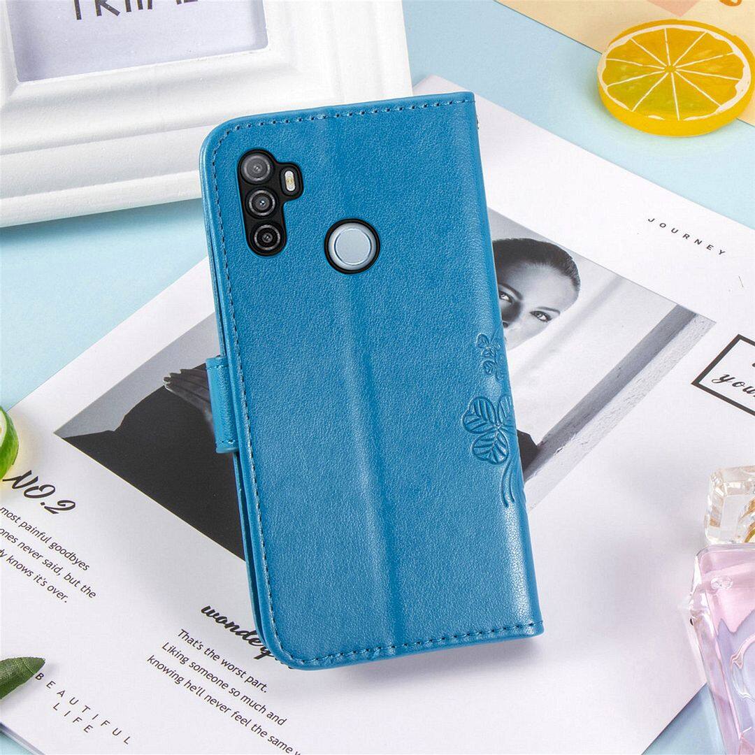 FAYANGRIES For Oppo A53 (2020) (6.5 ) Case, Clover Embossing Solid color Phone Casing Flip Advanced Business PU Leather Cover Stand Support Bracket Succinct Wallet