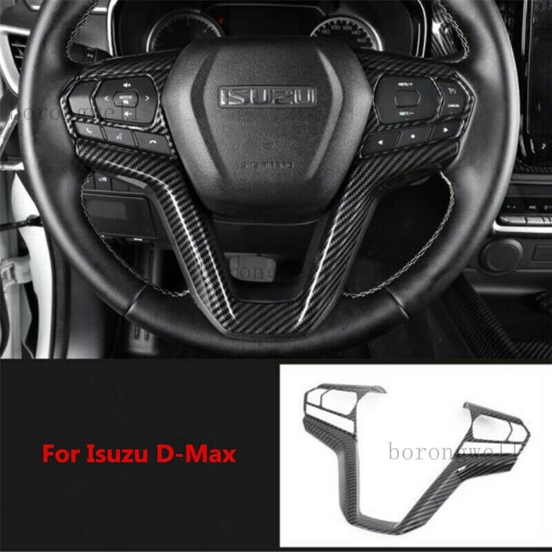 Carbon fiber car steering wheel decor cover trim for isuzu d-max dmax 2021 2022