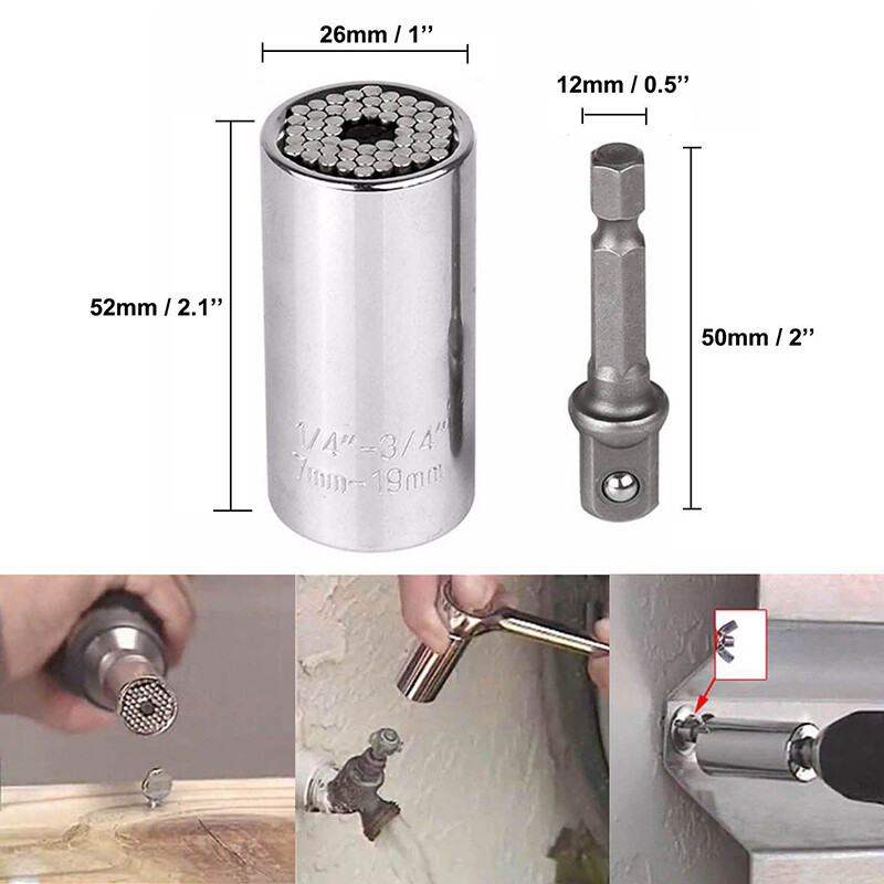 [[Ready Stock] KIPRUN Universal Torque Wrench Spanner Grip Multi Function Ratchet Socket Sleeve 7-19mm Power Drill  Ratchet Bushing Spanner Key Adapter Hand Tools,KIPRUN Universal Torque Wrench Spanner Grip Multi Function Ratchet Socket Sleeve 7-19mm Power Drill  Ratchet Bushing Spanner Key Adapter Hand Tools,]