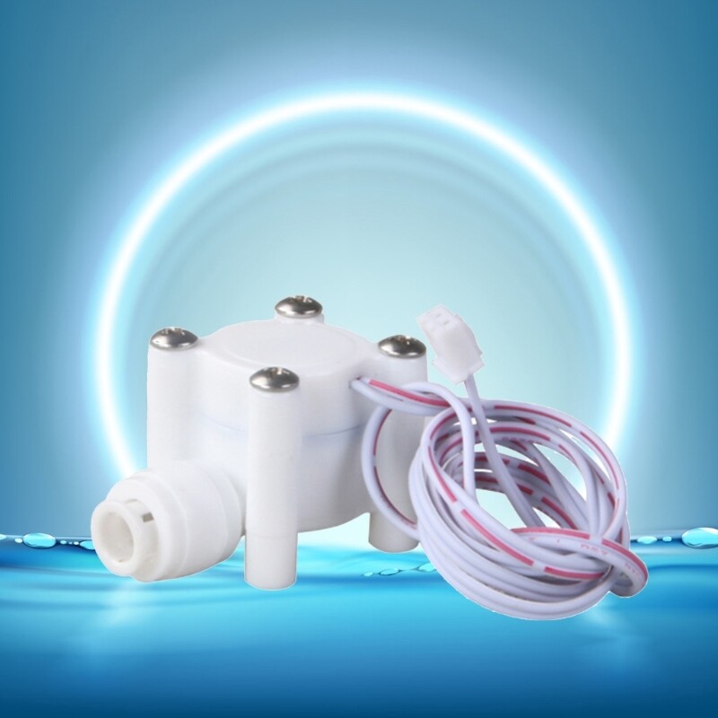 2 Points 1/4" Quick Plug Liquid Water Flow Sensor Water Flow Switch Control Flowmeter Counter 300ml/Min