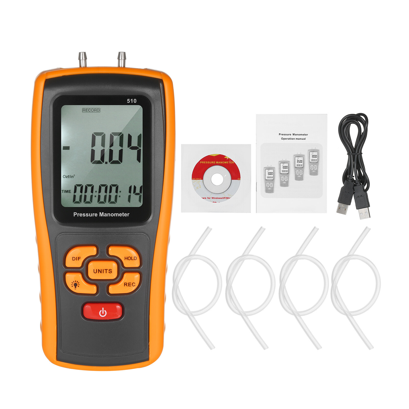 Precision Digital Manometer ±10 kPa Air Pressure Meter Differential