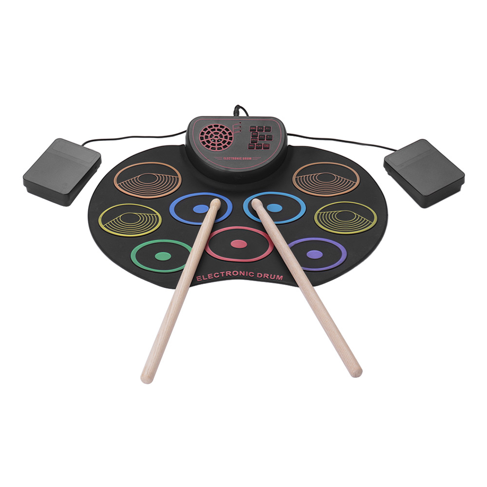Jump Pad Instrument Portable Electronic Drum Set USB Drum Pad Kit 9 Drumpads Built-in ...