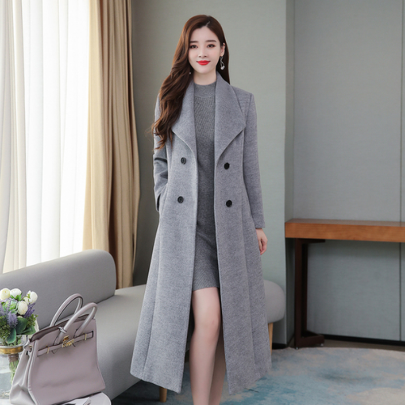 High Quality Winter Cashmere Long Coat Vintage 2022 Autumn Plus Size Warm Thicken Woolen Coat Black Jacket Women Party Outwears