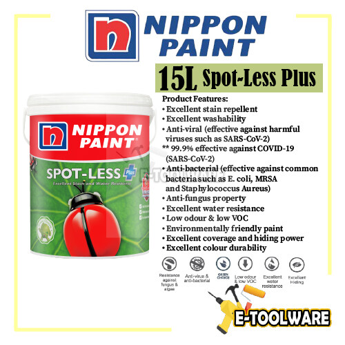 15L Nippon Paint Spotless SpotLess Plus Interior Wall paint Cat Dalam